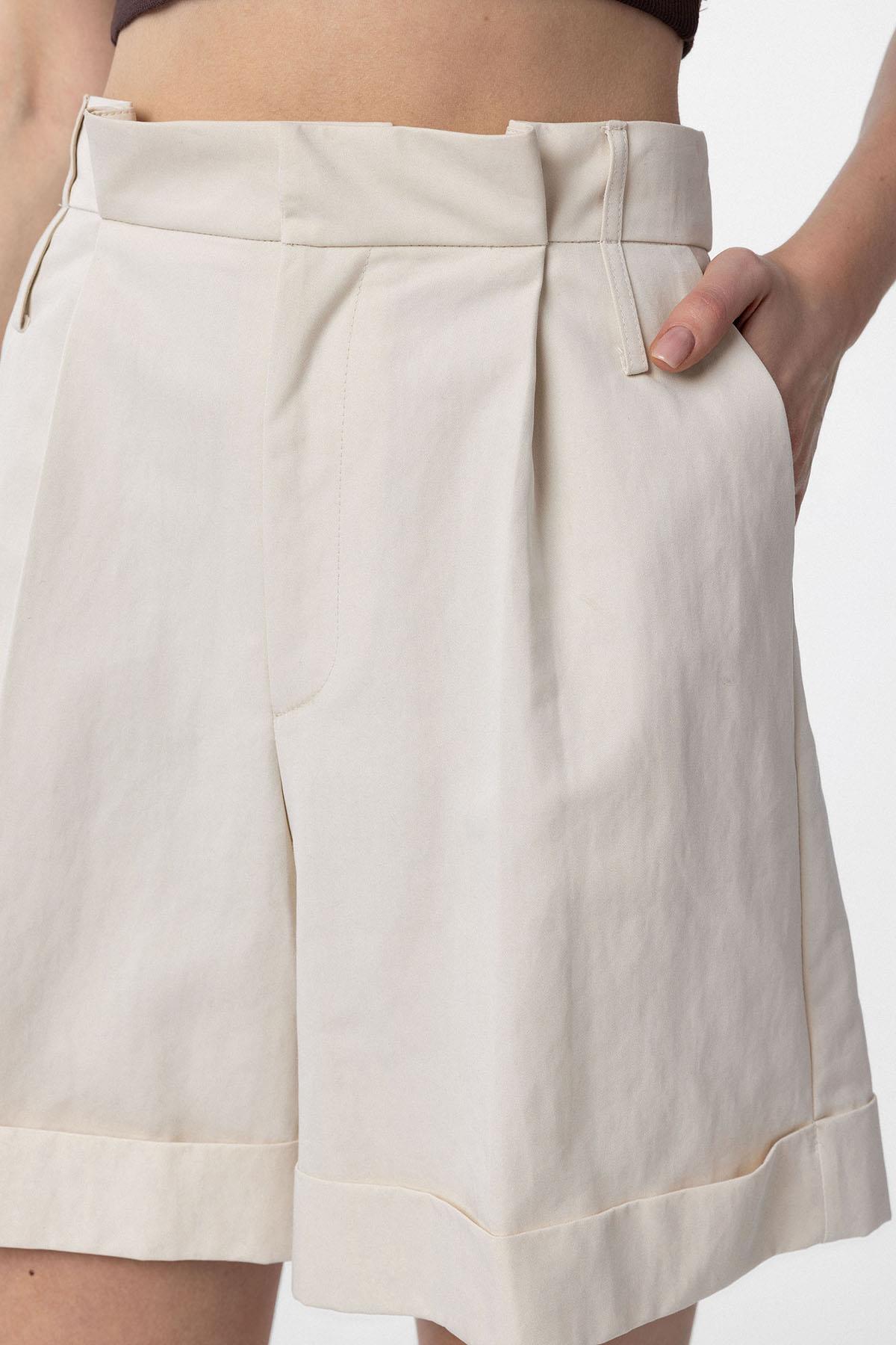 Antioch-Taş Yüksek Bel Pensli Kadın Bermuda Şort-Şort-3-Milagron.com