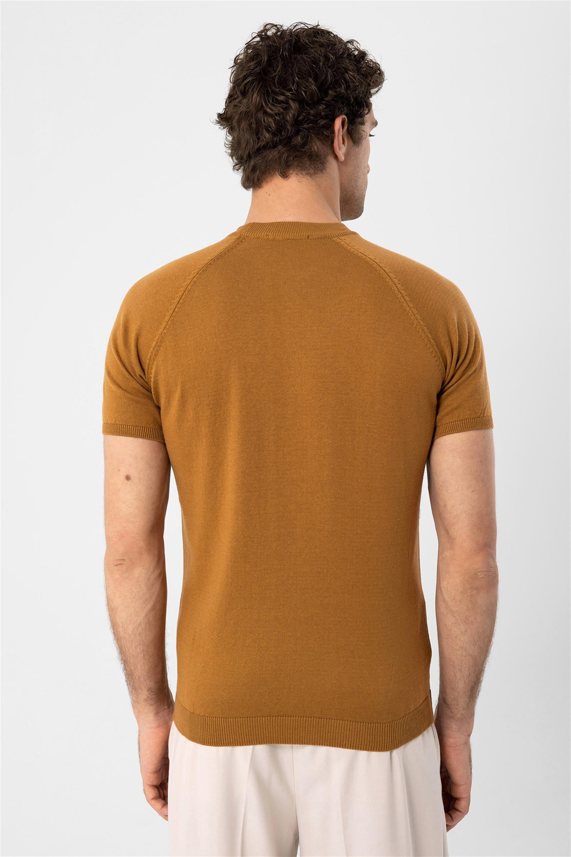 Antioch-Tütün Bisiklet Yaka Triko T Shirt-Kazak & Triko-6-Milagron.com