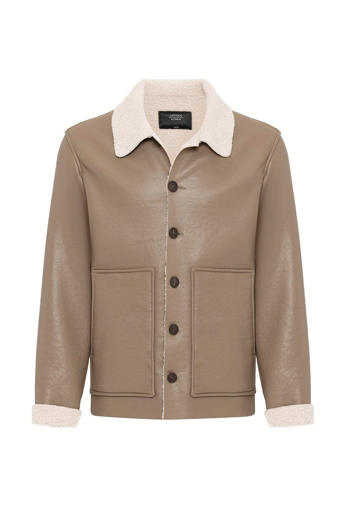 Antioch-Vizon Astar Detaylı Suni Deri Erkek Mont-Mont-7-Milagron.com