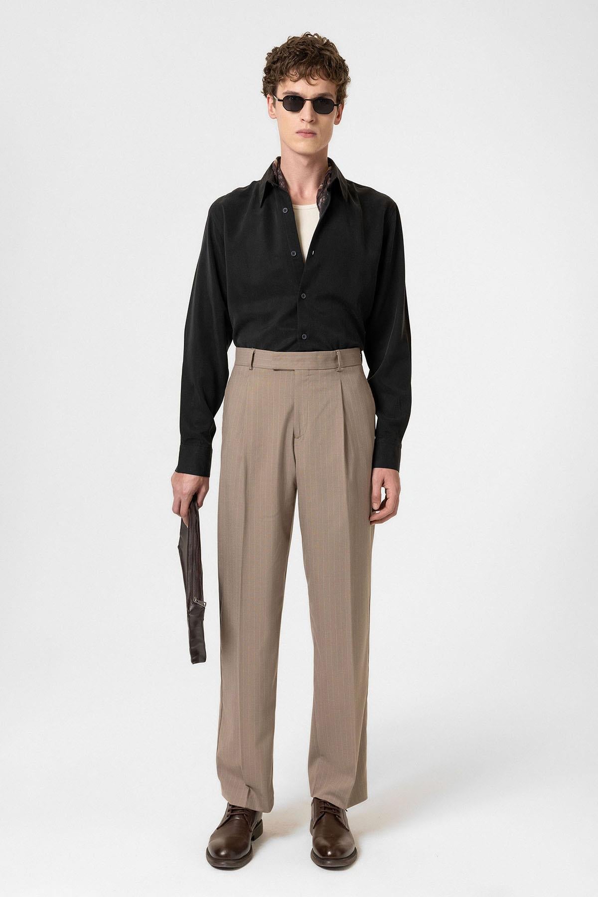 Antioch-Vizon Çizgili Relaxed Fit Erkek Pantolon-Kumaş Pantolon-2-Milagron.com