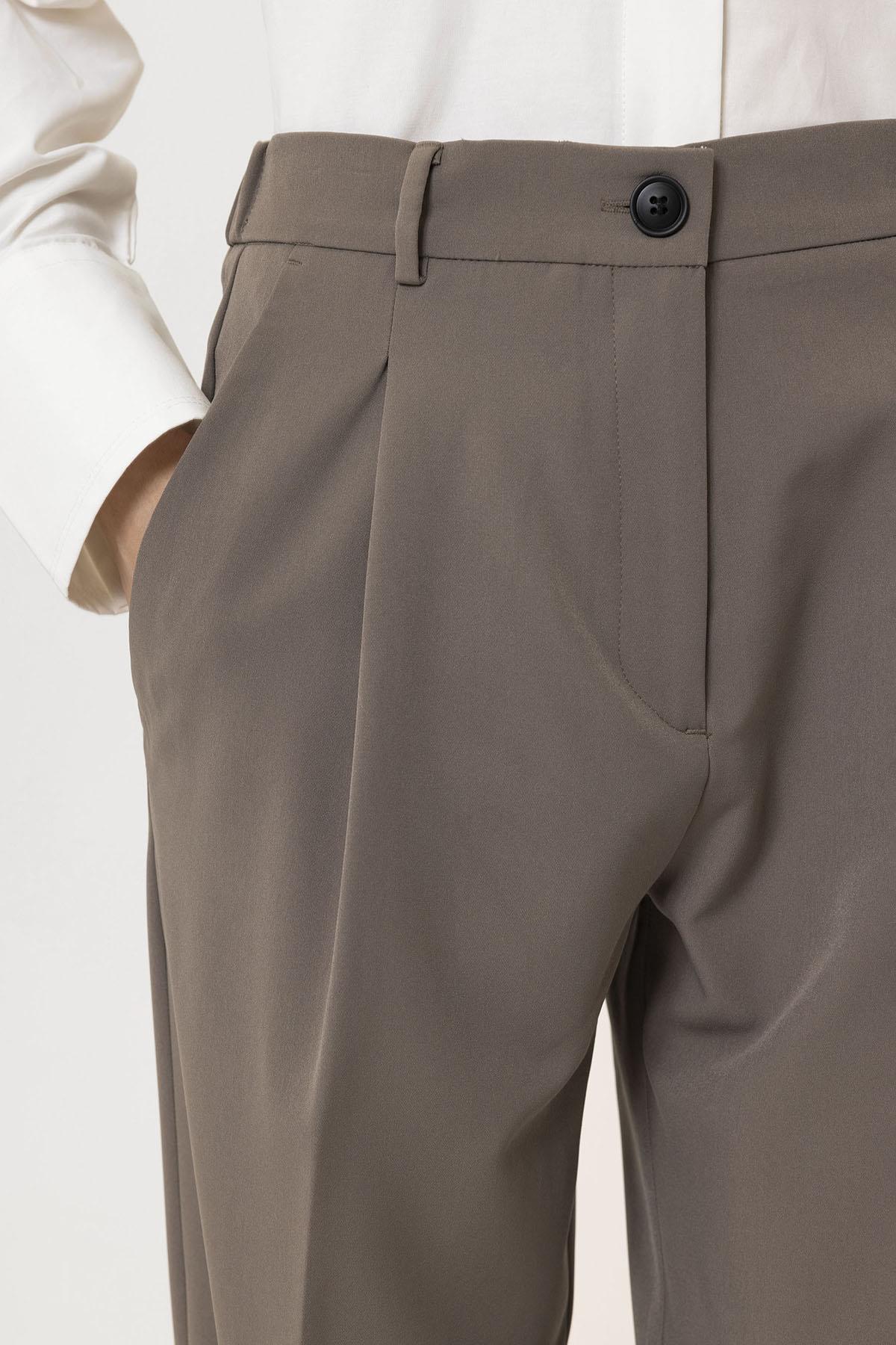 Antioch-Vizon Kadın Yüksek Bel Straight Fit Kısa Pantolon-Kumaş Pantolon-4-Milagron.com