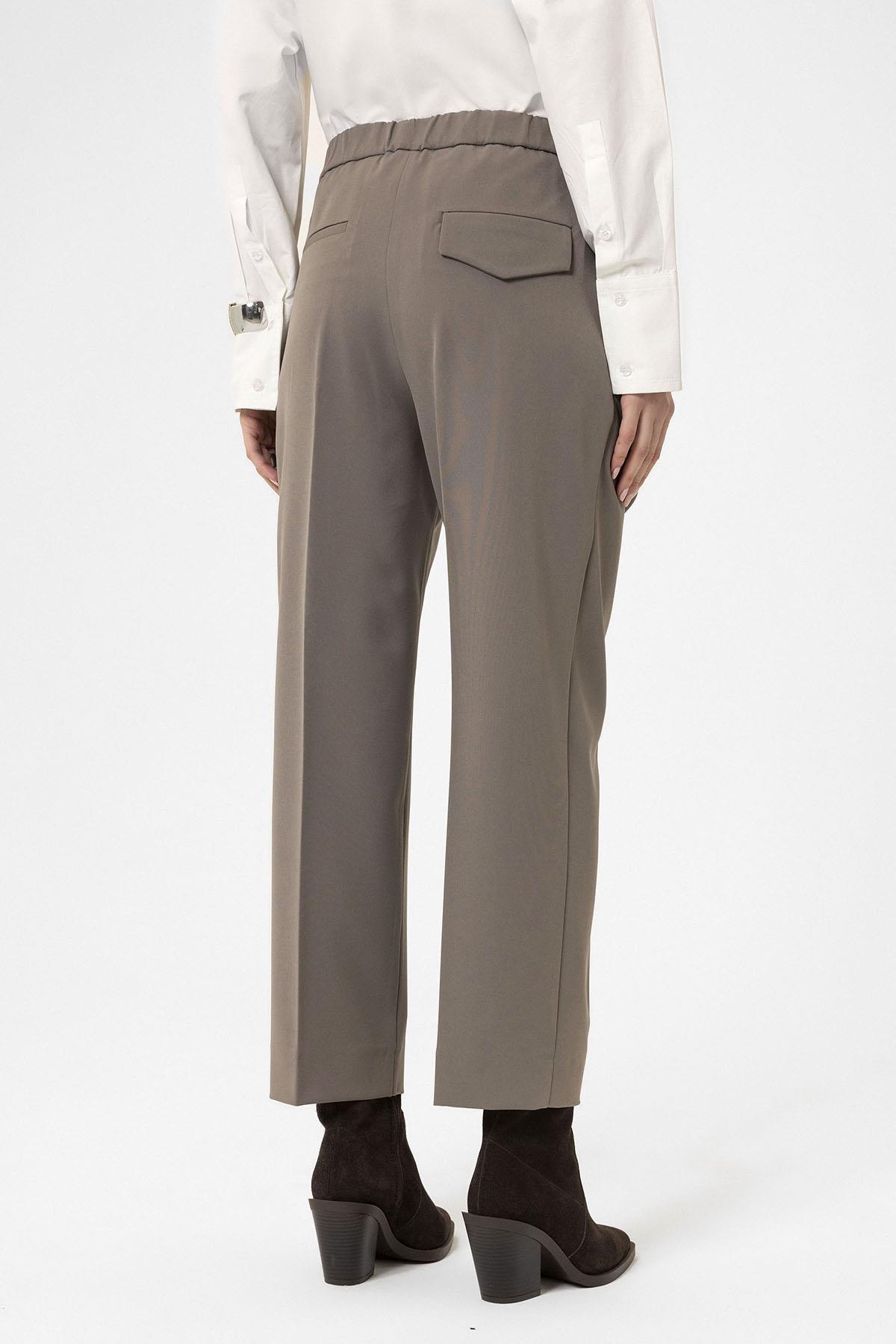 Antioch-Vizon Kadın Yüksek Bel Straight Fit Kısa Pantolon-Kumaş Pantolon-5-Milagron.com