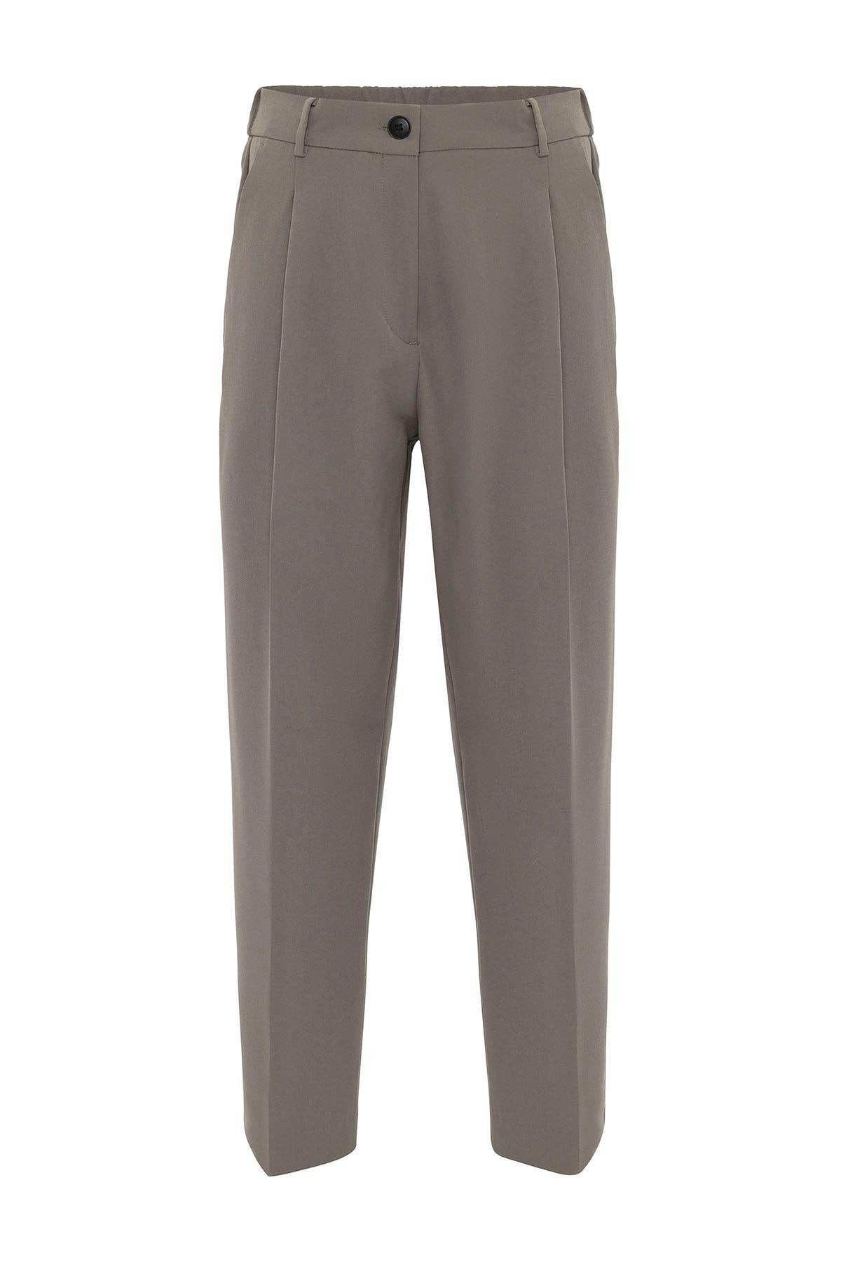 Antioch-Vizon Kadın Yüksek Bel Straight Fit Kısa Pantolon-Kumaş Pantolon-6-Milagron.com