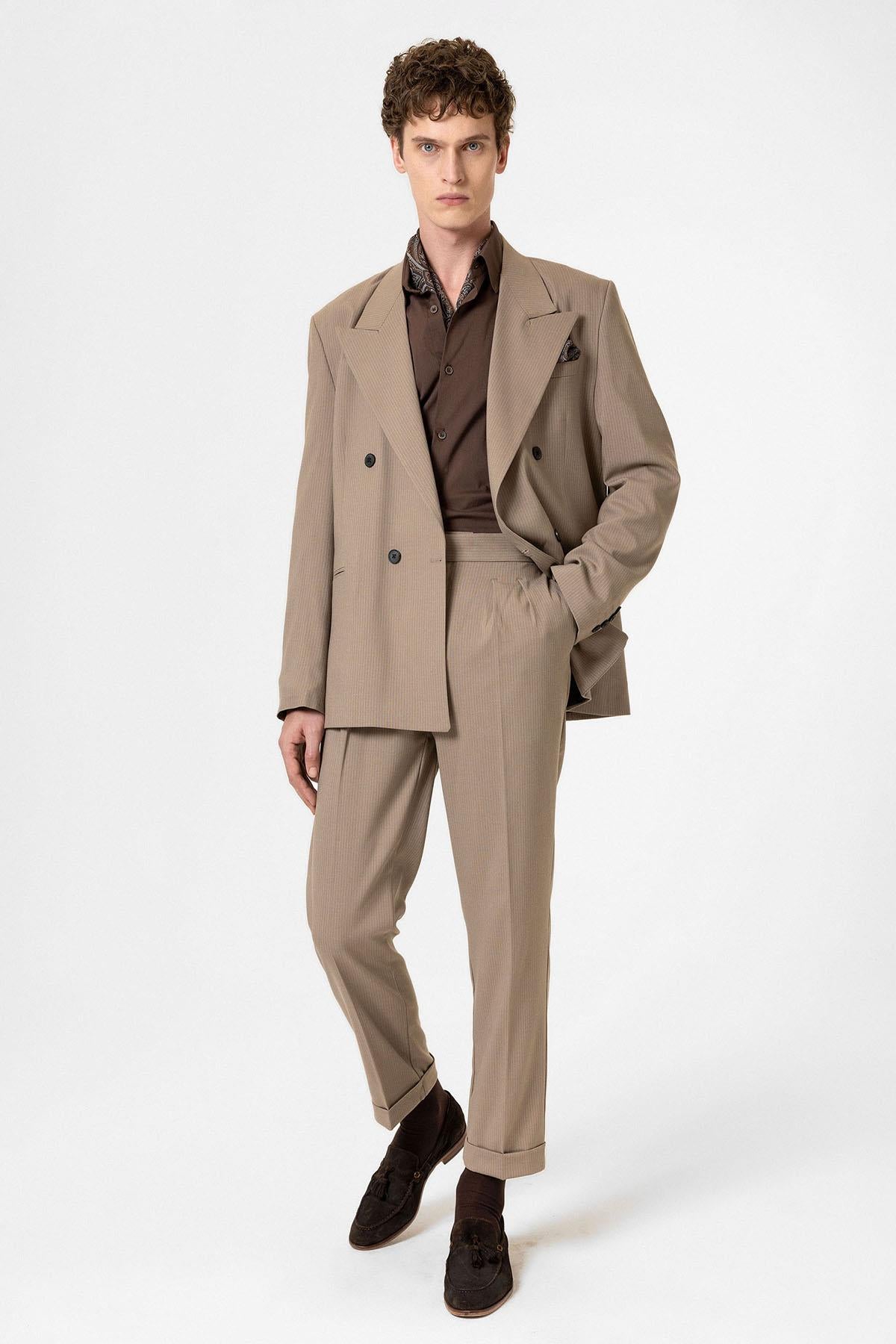 Antioch-Vizon Rahat Kruvaze Çizgili Erkek Blazer Ceket-Ceket-5-Milagron.com