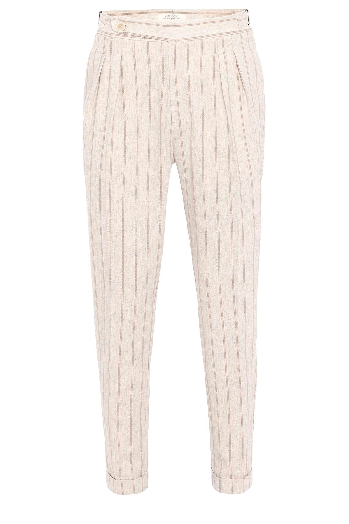 Antioch-Vizon Yüksek Bel Keten Karışımlı Erkek Pantolon-Pantolon-5-Milagron.com