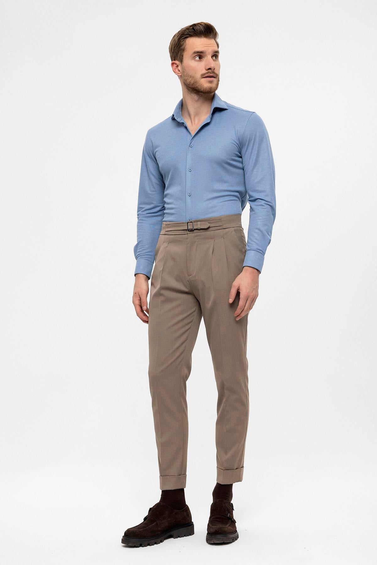 Antioch-Vizon Yüksek Bel Toka Detaylı Erkek Pantolon-Kumaş Pantolon-2-Milagron.com