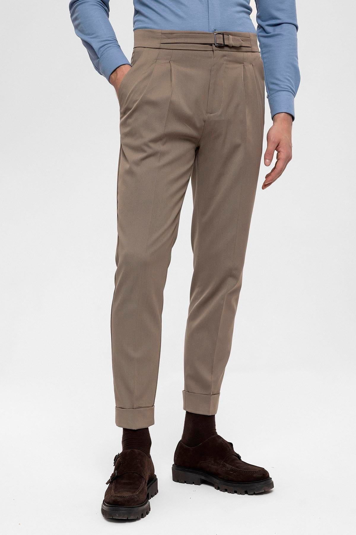 Antioch-Vizon Yüksek Bel Toka Detaylı Erkek Pantolon-Kumaş Pantolon-3-Milagron.com