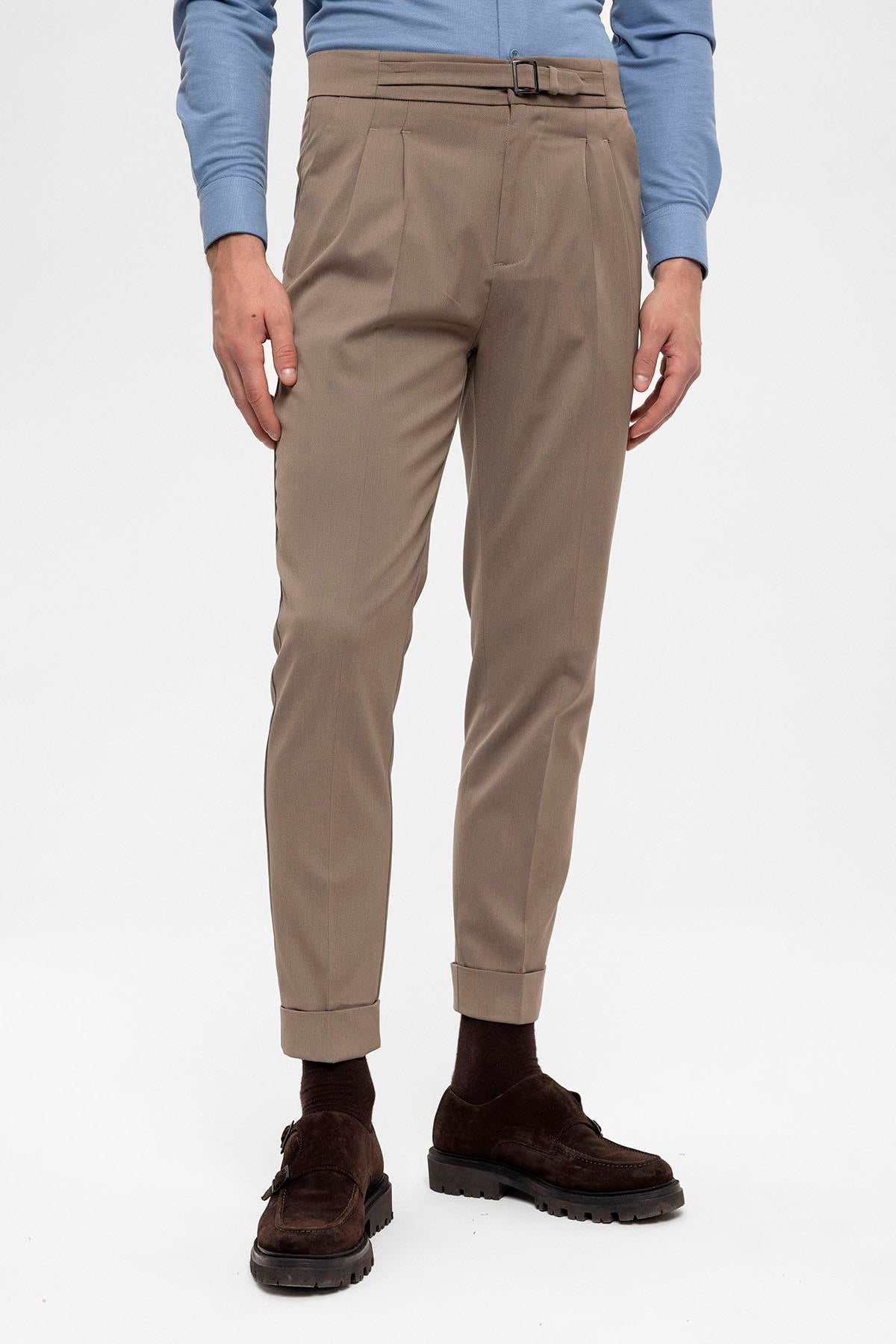 Antioch-Vizon Yüksek Bel Toka Detaylı Erkek Pantolon-Kumaş Pantolon-4-Milagron.com