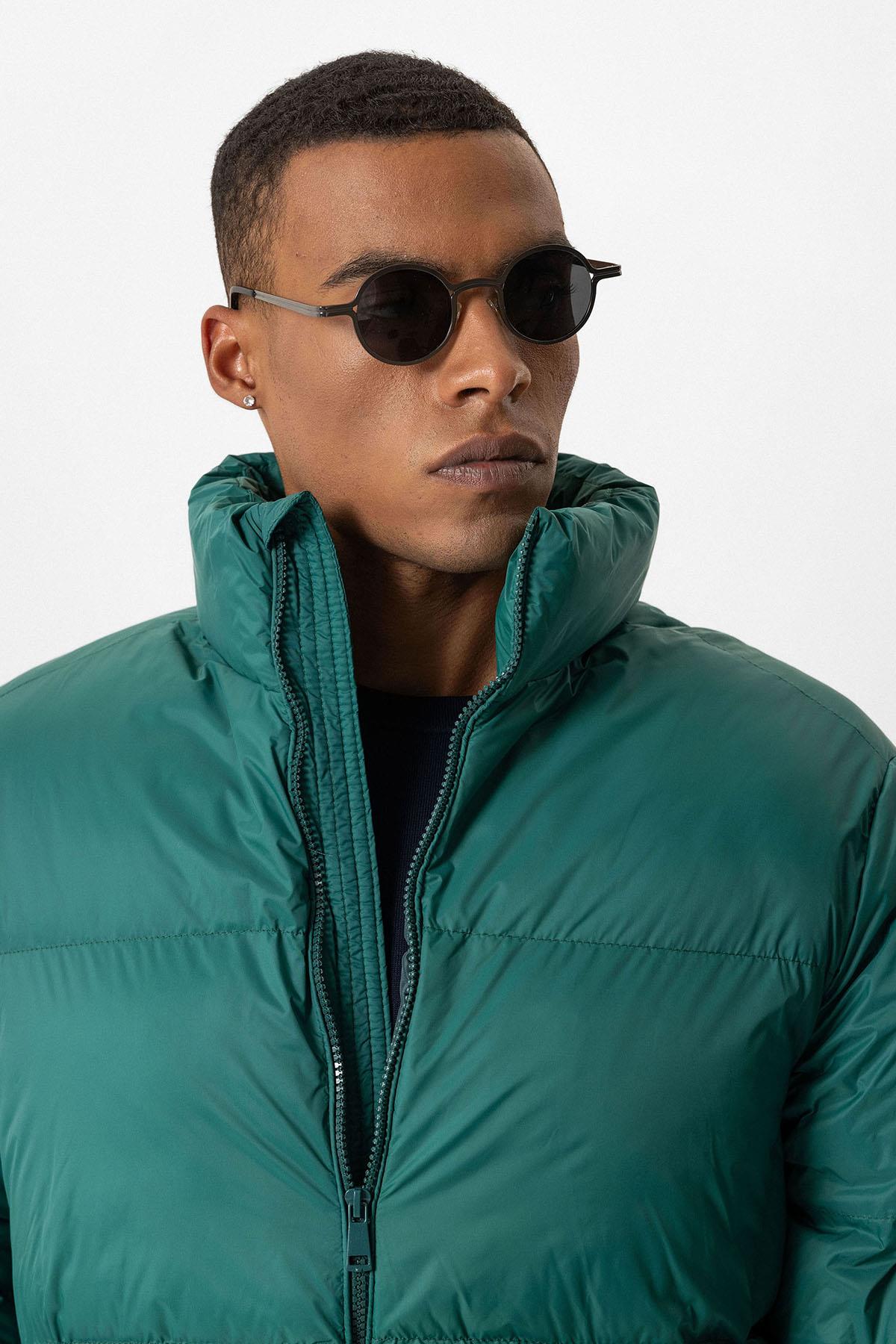 Antioch-Yeşil Dik Yaka Kauçuk Şişme Mont-Mont-5-Milagron.com