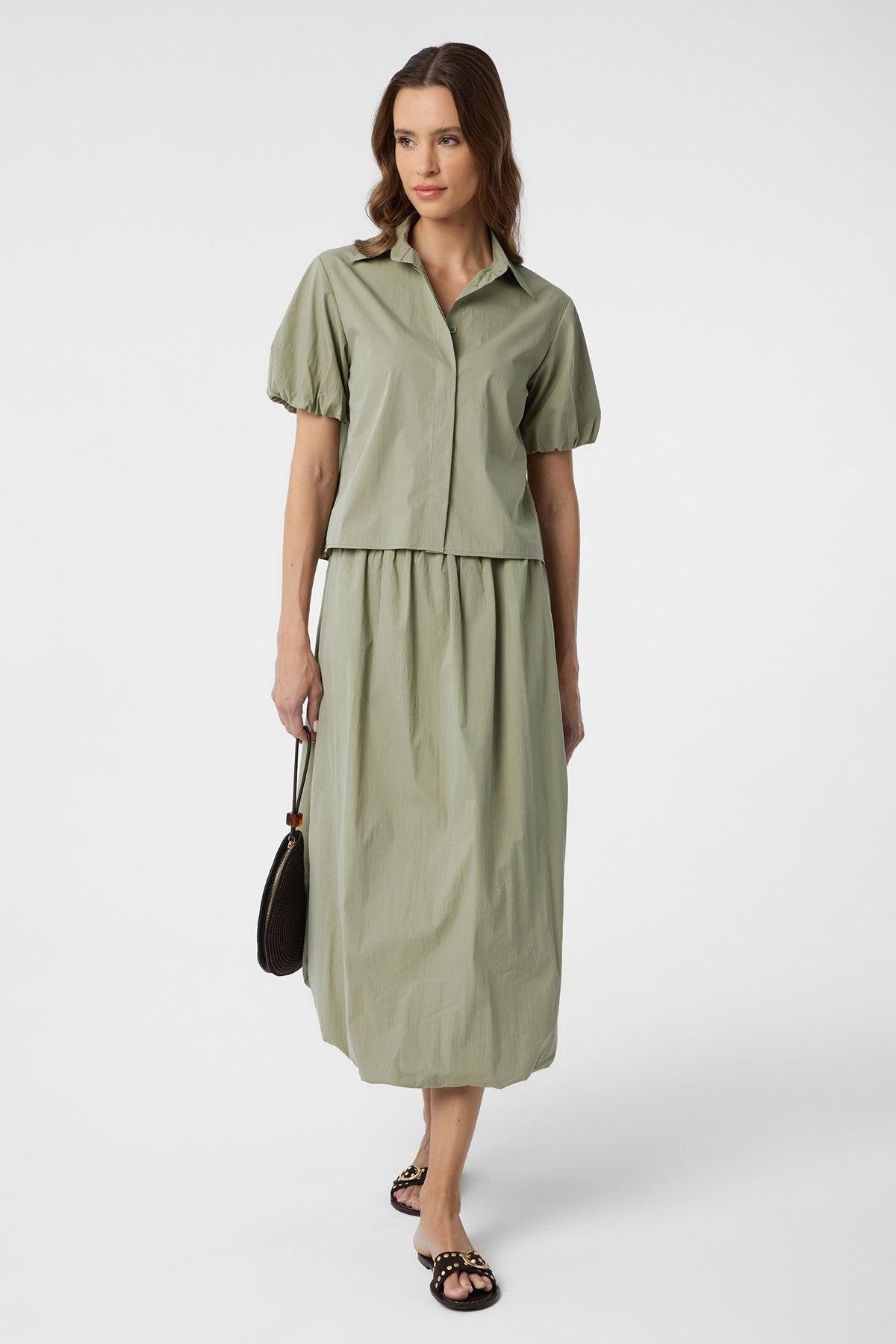 Antioch-Yeşil Kadın Balon Midi Etek-Etek-2-Milagron.com