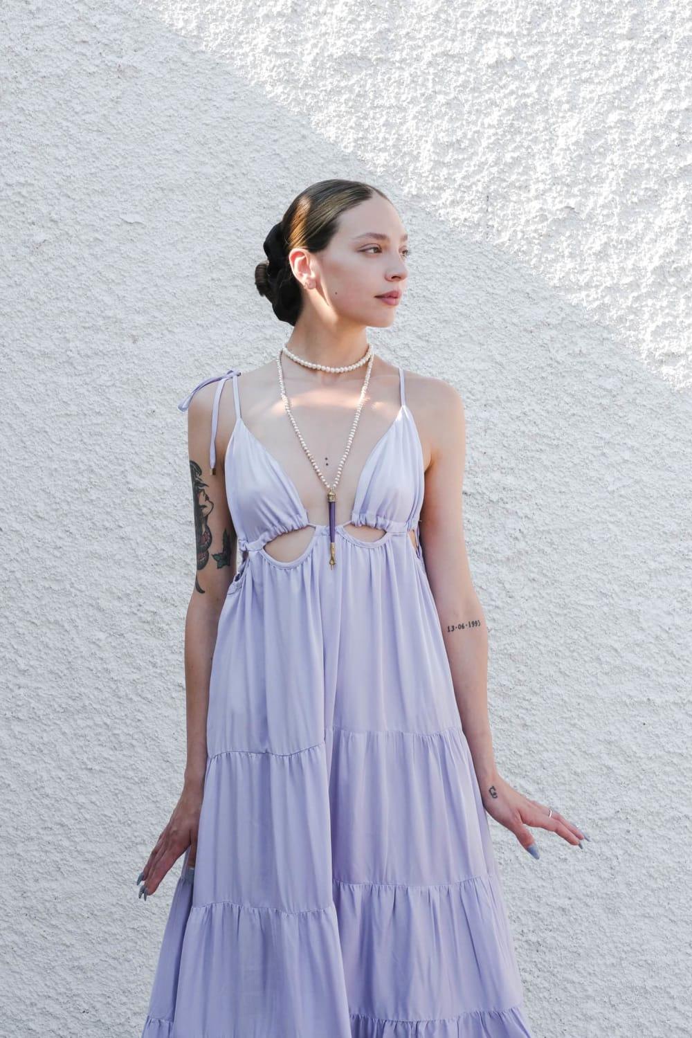 Antoa-Lilith Bağlamalı Maxi Elbise-Elbise-2-Milagron.com