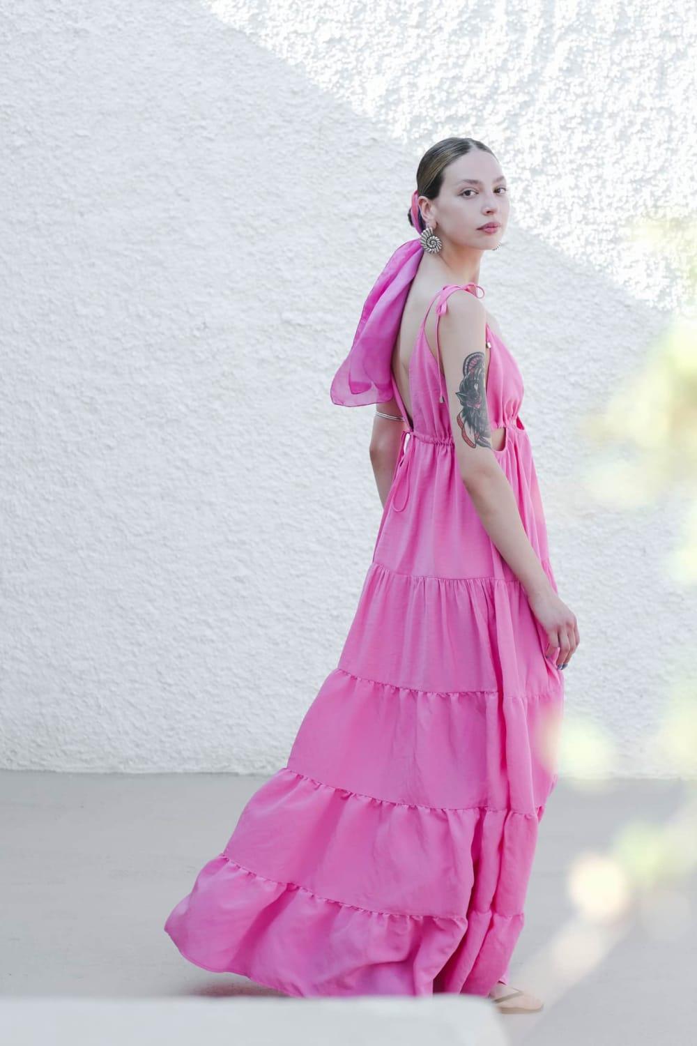 Antoa-Lilith Bağlamalı Maxi Elbise-Elbise-5-Milagron.com