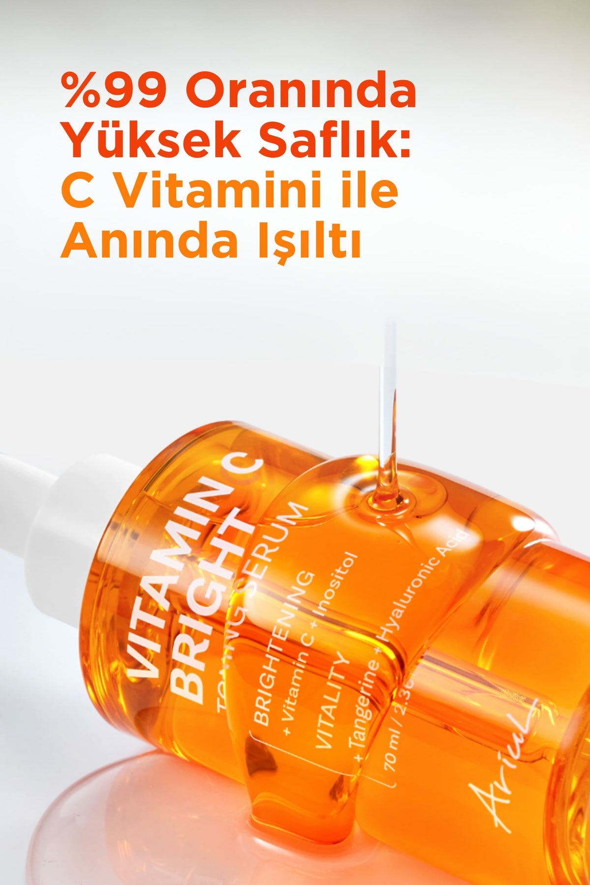 Ariul-Vitamin C Bright Toning Serum 70ml - C Vitaminli Leke Karşıtı Aydınlatıcı Serum-Düzenleme-4-Milagron.com