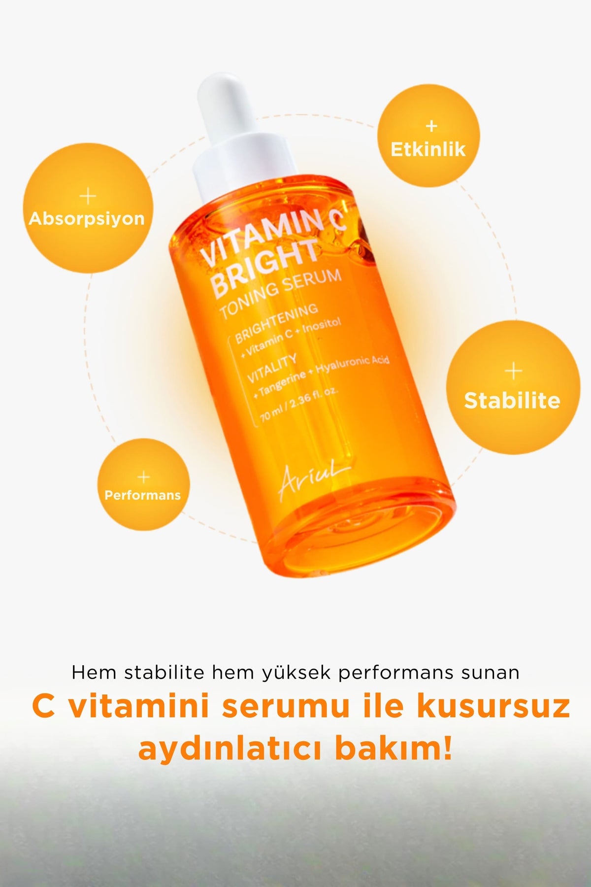 Ariul-Vitamin C Bright Toning Serum 70ml - C Vitaminli Leke Karşıtı Aydınlatıcı Serum-Düzenleme-5-Milagron.com