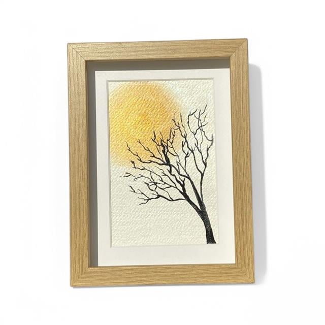 Art Projects-Gold Sun Suluboya El Yapımı Çerçeveli Resim-Resim-1-Milagron.com