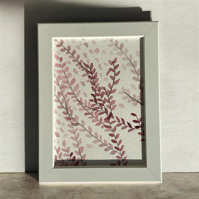 Art Projects-Pink Leaves Suluboya El Yapımı Çerçeveli Resim-Resim-2-Milagron.com
