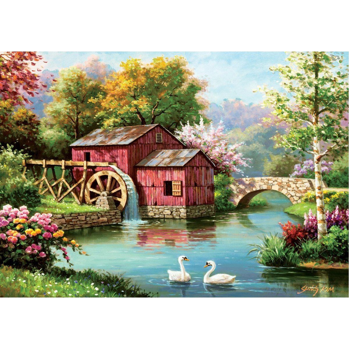 Art Puzzle-Kırmızı Eski Değirmen 1000 Parça Puzzle-Puzzle-2-Milagron.com