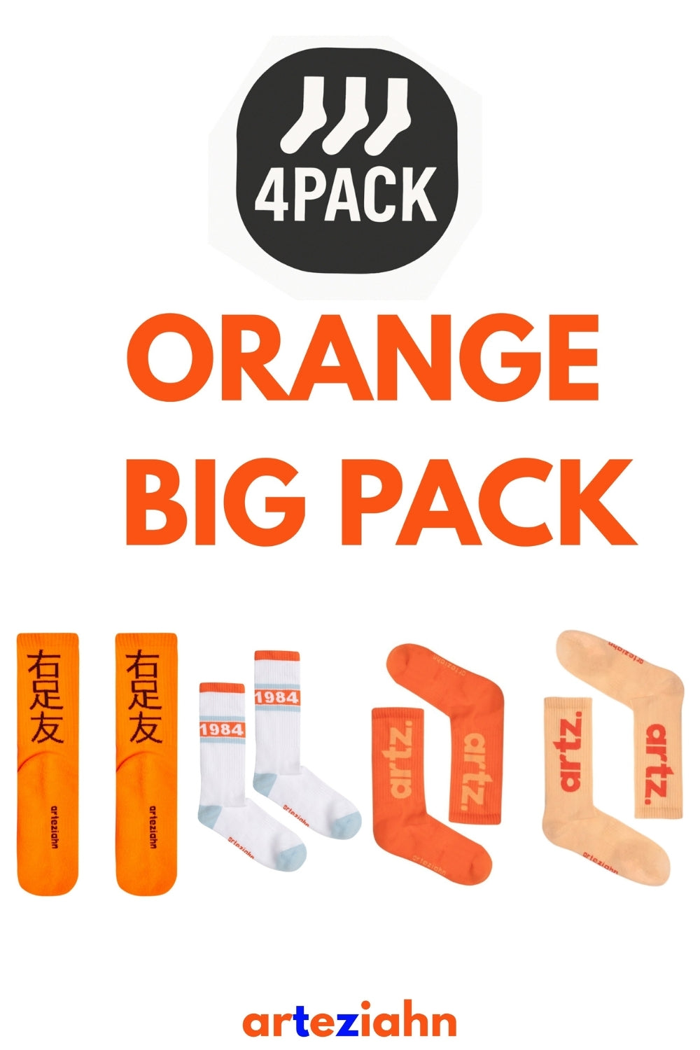 Orange Big 4pack Unisex Lifestyle 4'lü Spor Çorap Seti - 1