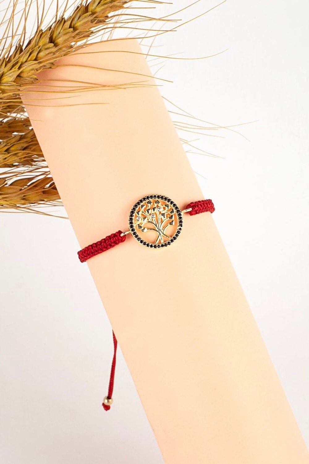 Arven’s World by Aylin Işıklı-Hayat Ağaci Gold Kirmizi İpli̇ Bi̇lekli̇k-Bileklik-3-Milagron.com
