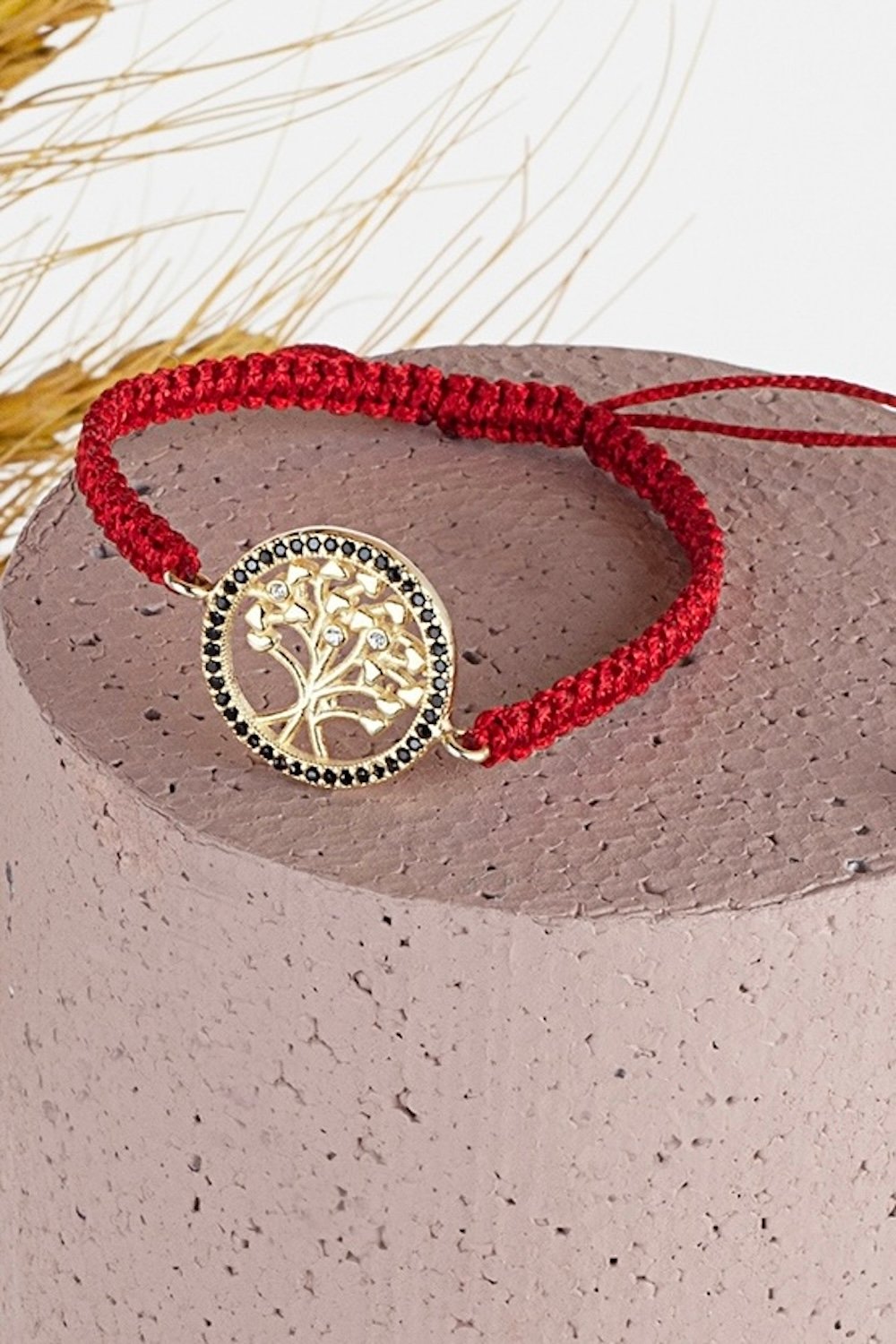 Arven’s World by Aylin Işıklı-Hayat Ağaci Gold Kirmizi İpli̇ Bi̇lekli̇k-Bileklik-4-Milagron.com