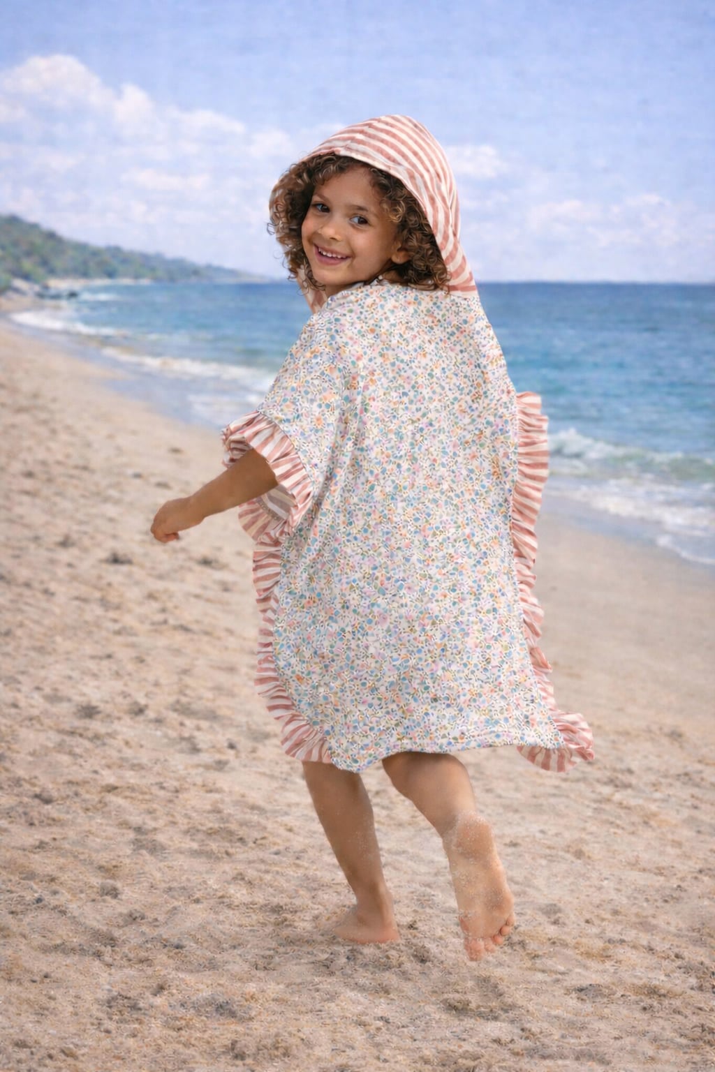 Asu Baby&Kids-Asu Baby&Kids Bloom Organik Pamuk Fırfırlı Müslin Panço-Panço-3-Milagron.com
