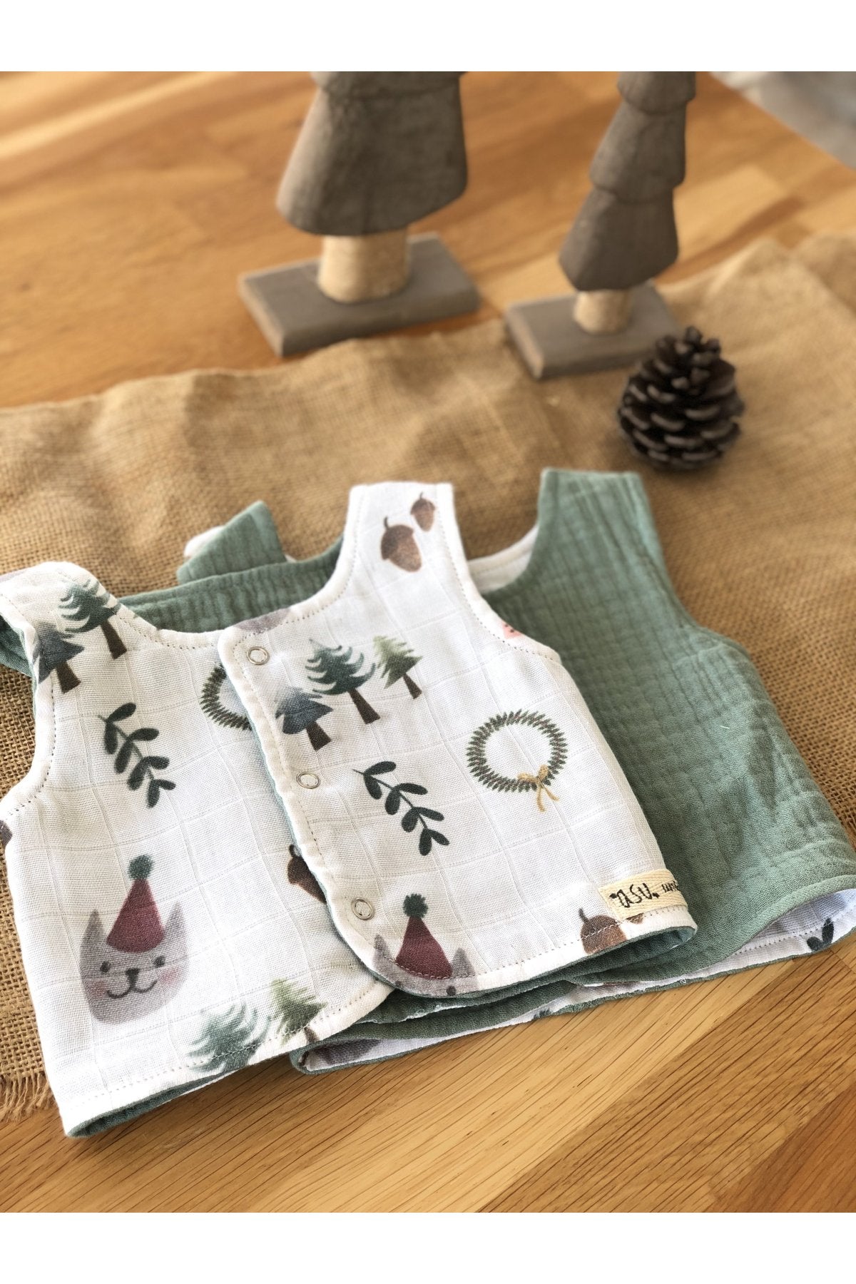 Asu Baby&Kids Joyful New Year Çift Taraflı Müslin Yelek (0-3 Ay)