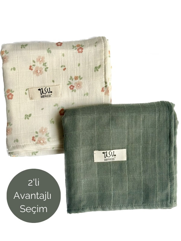 Asu Baby&Kids Mix&Match 2'Li Organik Pamuk Müslin Romantic&Sage Green