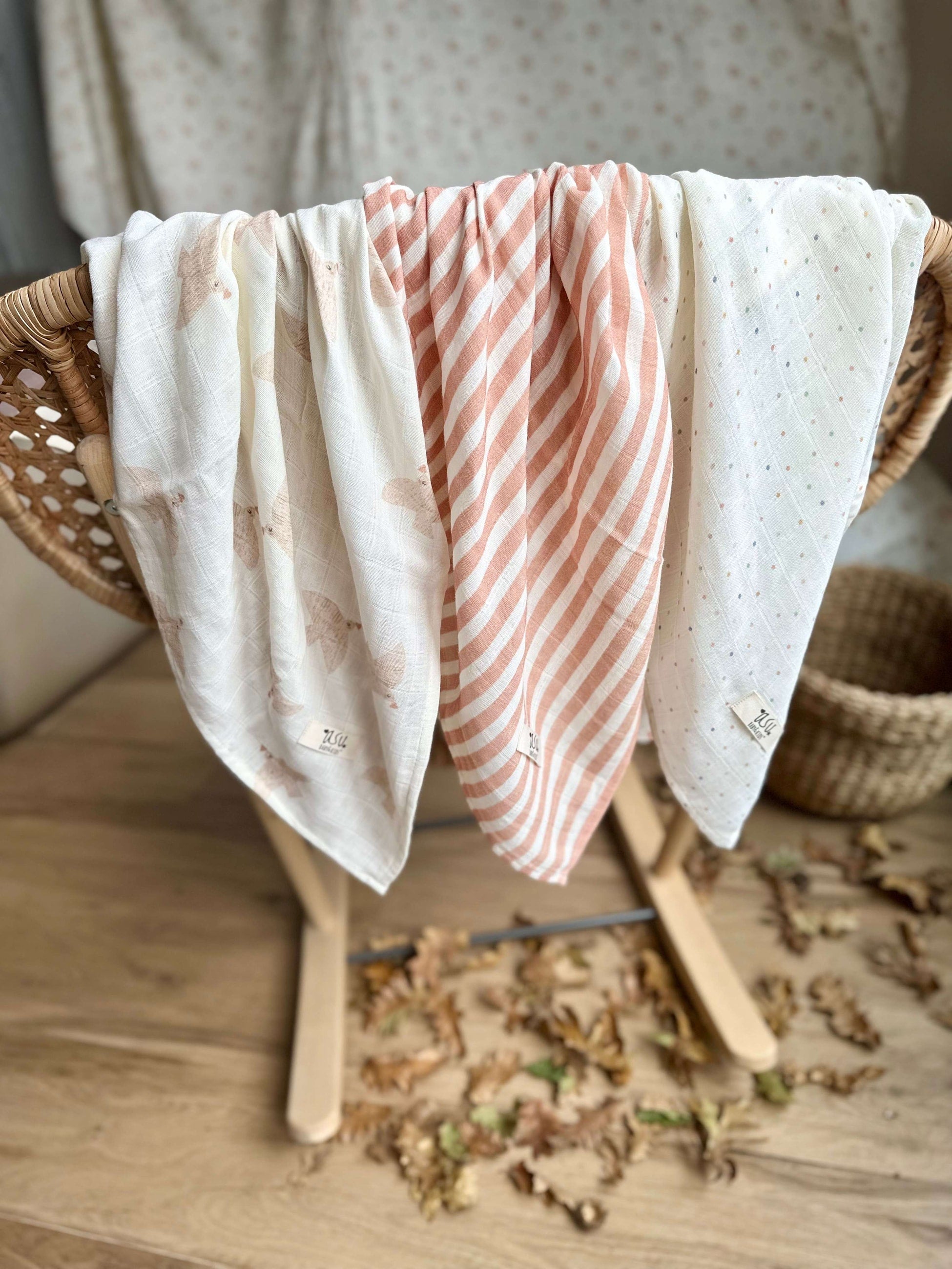 Asu Baby&Kids Mix&Match 3'Lü Organik Pamuk Müslin Freebird&Copper Stripe&Mini Dot