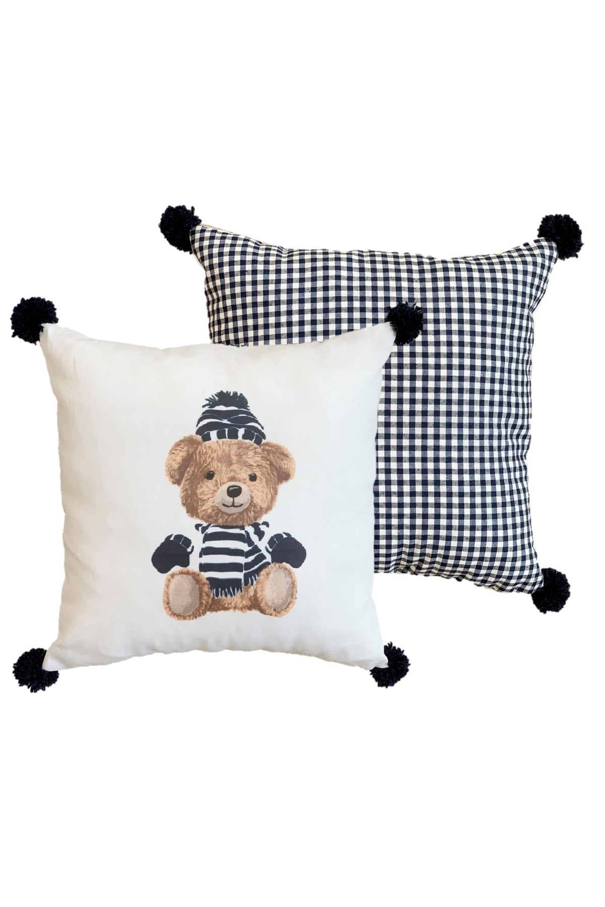 Asu Baby&Kids-Asu Baby&Kids Vintage Ayı Organik Pamuk Kırlent- Dolgulu 2'Li-Kırlent-1-Milagron.com