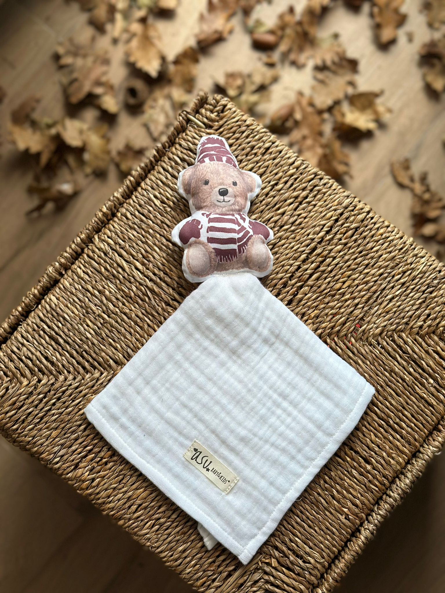 Asu Baby&Kids Organik Pamuk Uyku Arkadaşı Vintage Bear Bordo