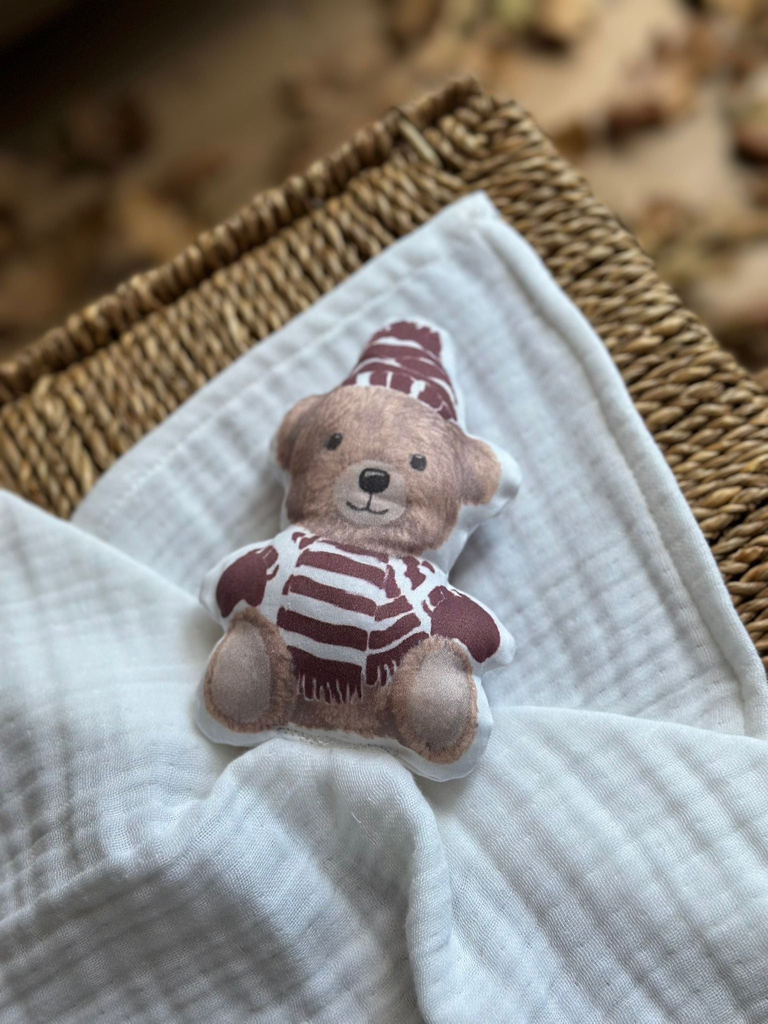 Asu Baby&Kids Organik Pamuk Uyku Arkadaşı Vintage Bear Bordo