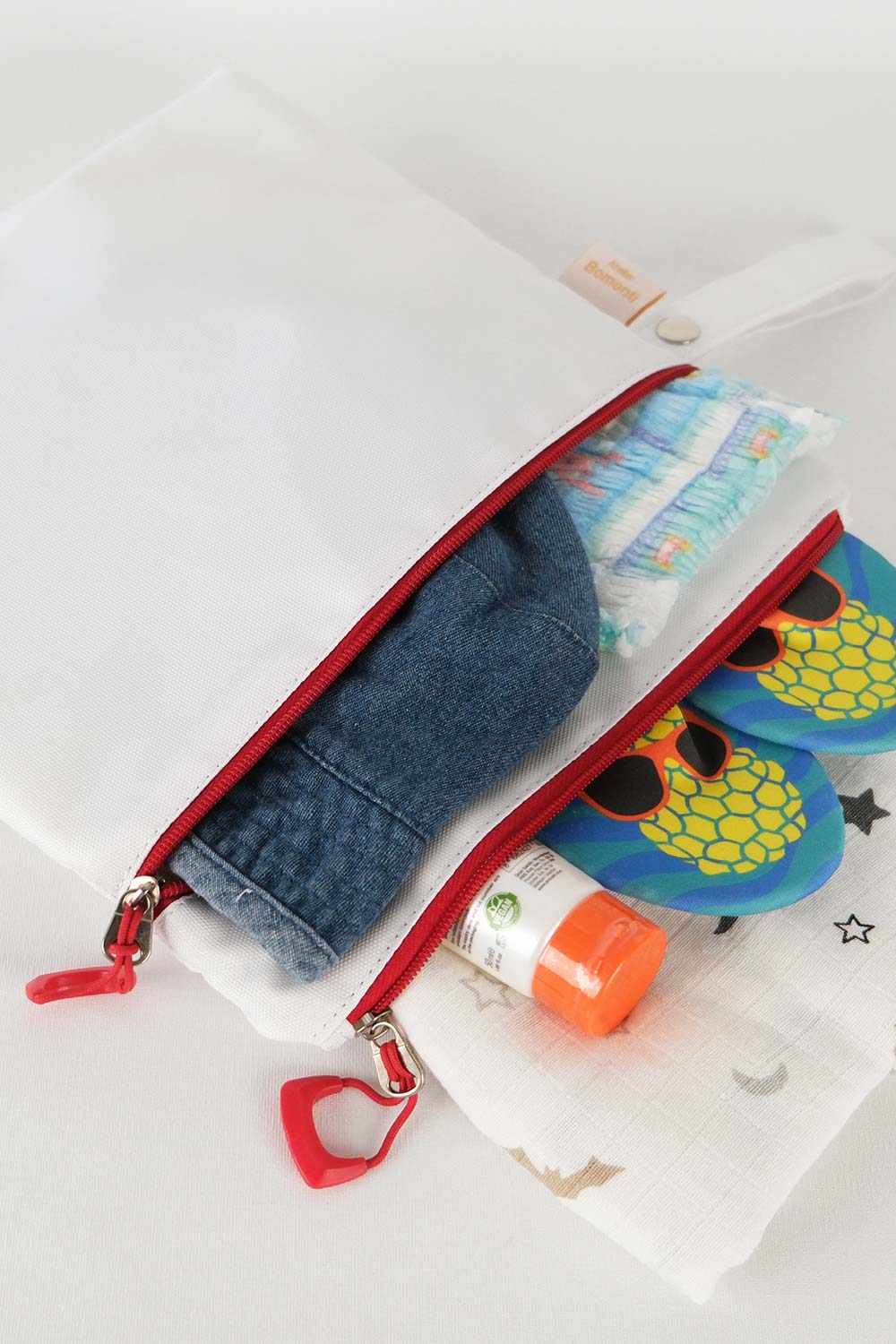 Atelier Bomonti-Mami Kids Wet&dry Su Geçirmez Islak Kuru Kirli Temiz Plaj Havuz Kreş Fonksiyonel Beyaz Çanta-Omuz Çantası-3-Milagron.com