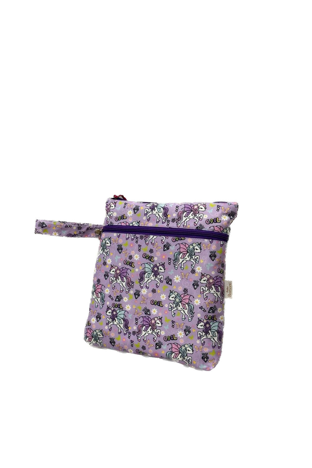 Atelier Bomonti-Mami Kids Wet&dry Su Geçirmez Islak Kuru Kirli Temiz Plaj Havuz Kreş Fonksiyonel Desenli Mor Çanta-Omuz Çantası-1-Milagron.com