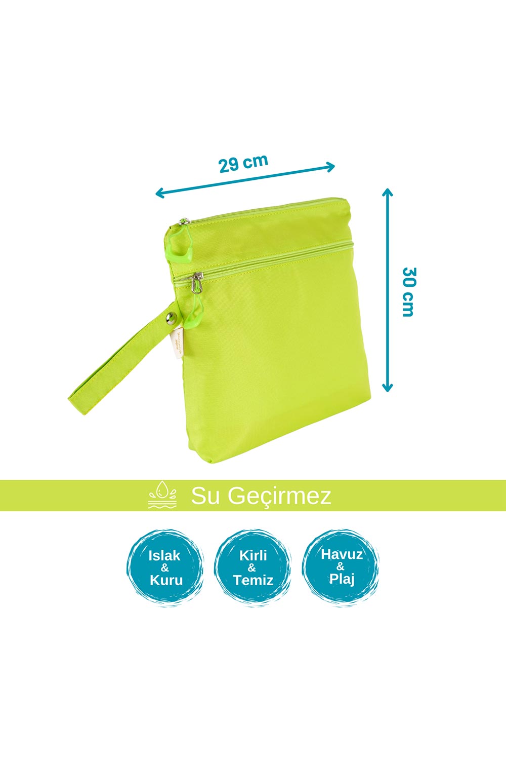 Atelier Bomonti-Mami Kids Wet&dry Su Geçirmez Islak Kuru Kirli Temiz Plaj Havuz Kreş Fonksiyonel Neon Yeşil Çanta-Omuz Çantası-3-Milagron.com