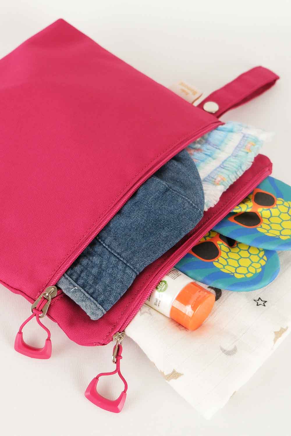 Atelier Bomonti-Mami Kids Wet&dry Su Geçirmez Islak Kuru Kirli Temiz Plaj Havuz Kreş Fonksiyonel Pembe Çanta-Omuz Çantası-4-Milagron.com