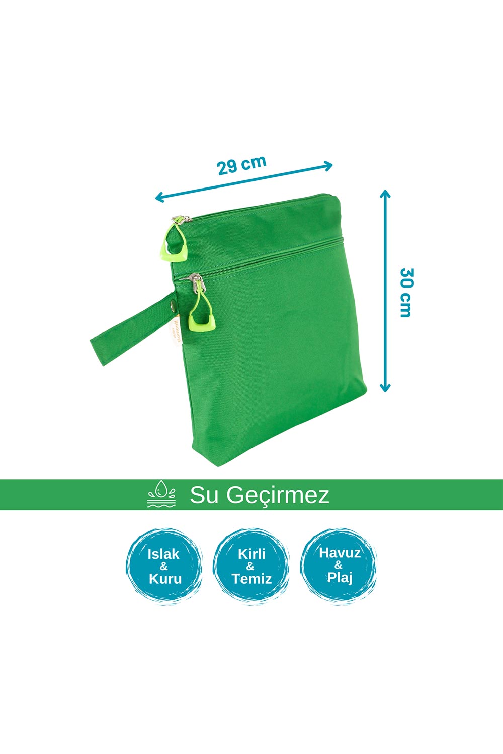 Atelier Bomonti-Mami Kids Wet&dry Su Geçirmez Islak Kuru Kirli Temiz Plaj Havuz Kreş Fonksiyonel Yeşil Çanta-Omuz Çantası-1-Milagron.com