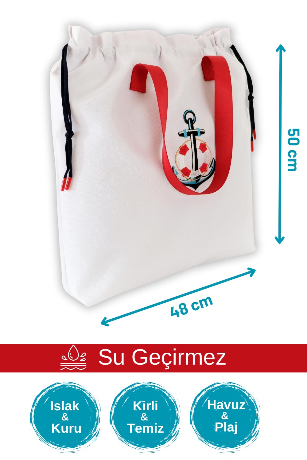 Atelier Bomonti-Marin Çapa Desen Su Geçirmez Islak Kuru, Kirli Temiz,plaj Havuz Fonksiyonel Çanta-Omuz Çantası-2-Milagron.com