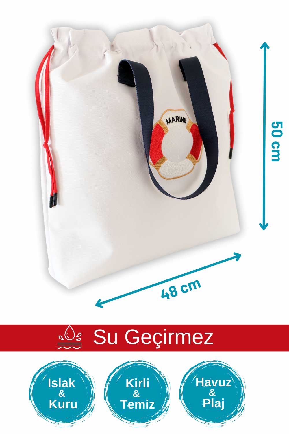 Atelier Bomonti-Marin Desen Su Geçirmez Islak Kuru, Kirli Temiz,plaj Havuz Fonksiyonel Çanta-Omuz Çantası-2-Milagron.com