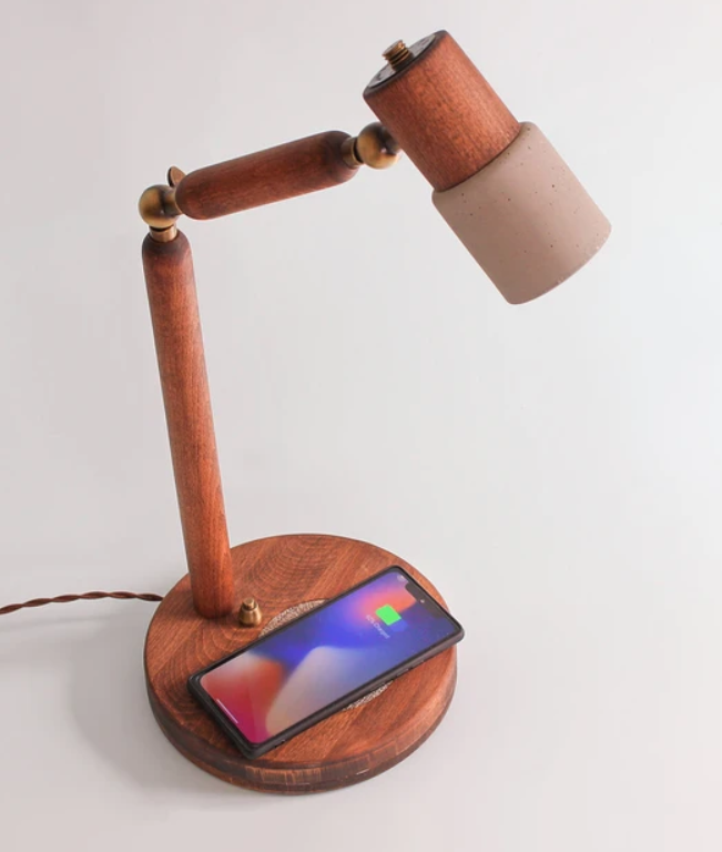 Atolye Store-Ahşap/Beton Temassız şarjlı Masa Lambası-Masa Lambası-2-Milagron.com