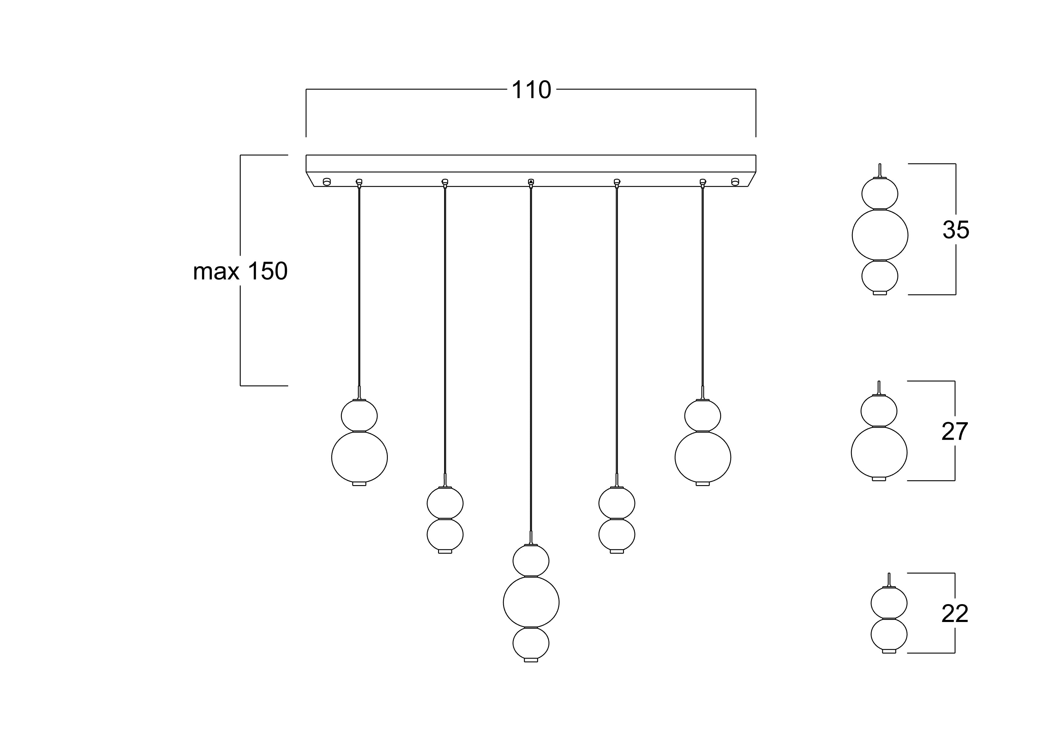 Atolye Store-Bonbon Beşli Sarkıt Seti-Avize-5-Milagron.com