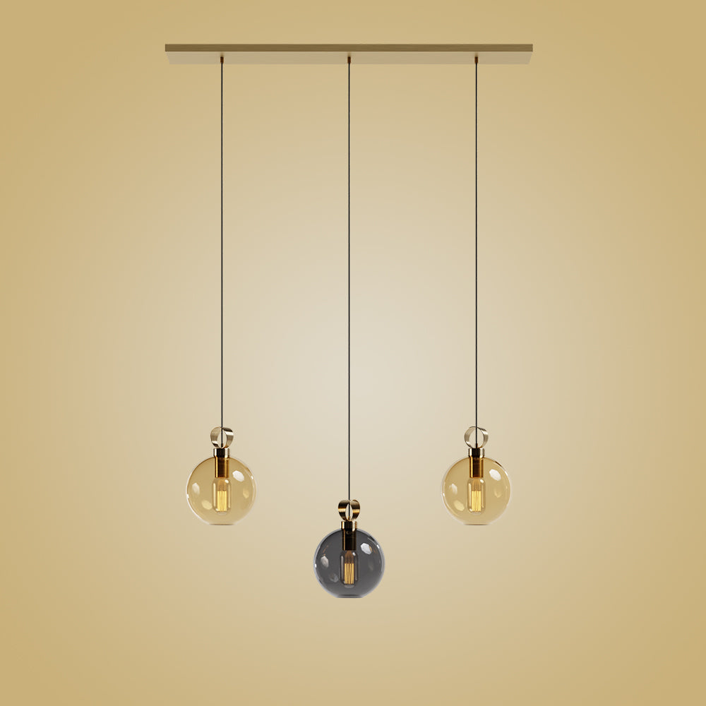 Atolye Store-Globe Pirinç Detaylı üçlü Set Lineer-Avize-2-Milagron.com