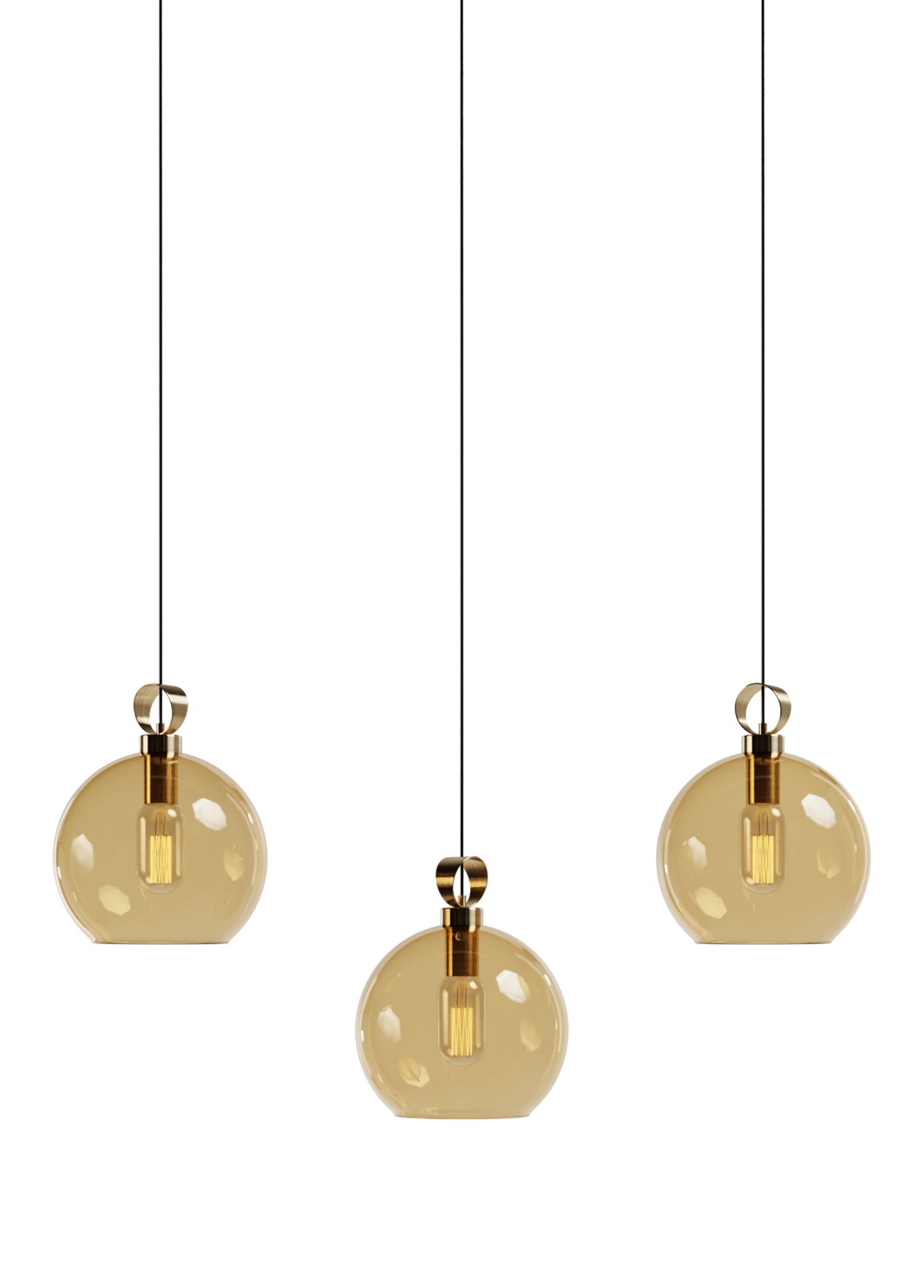 Atolye Store-Globe Pirinç Detaylı üçlü Set Lineer-Avize-8-Milagron.com