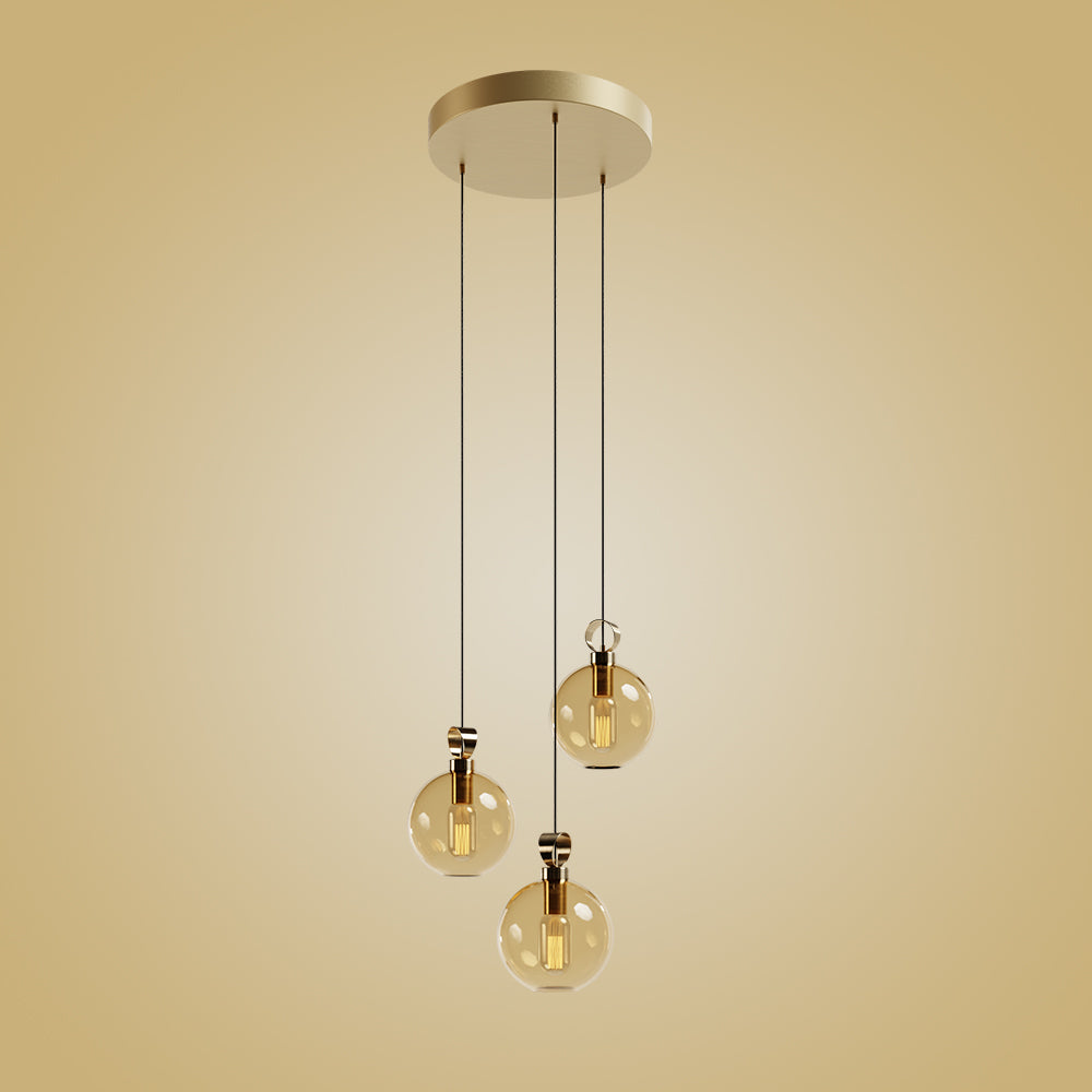 Atolye Store-Globe Pirinç Detaylı üçlü Set Yuvarlak-Avize-2-Milagron.com