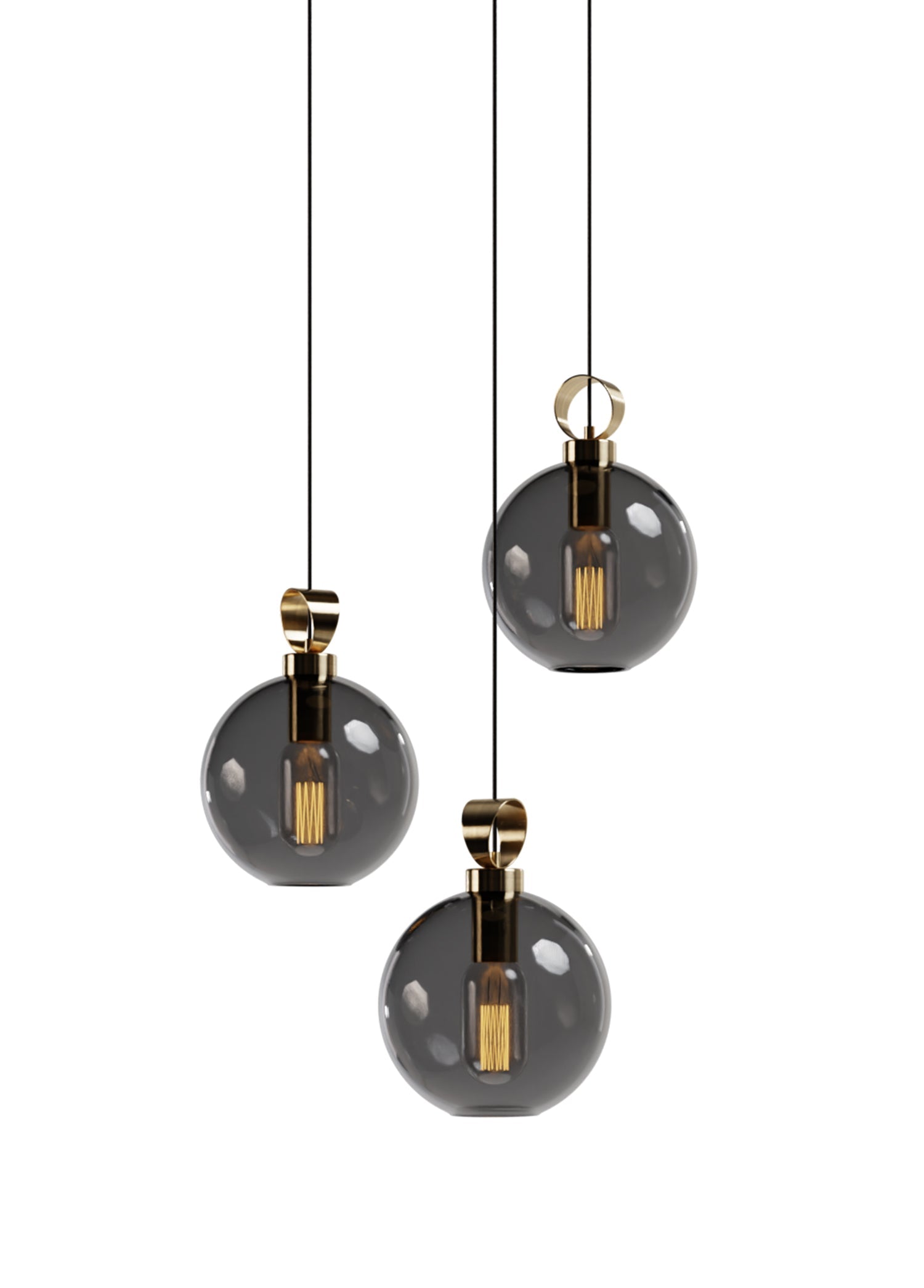 Atolye Store-Globe Pirinç Detaylı üçlü Set Yuvarlak-Avize-7-Milagron.com