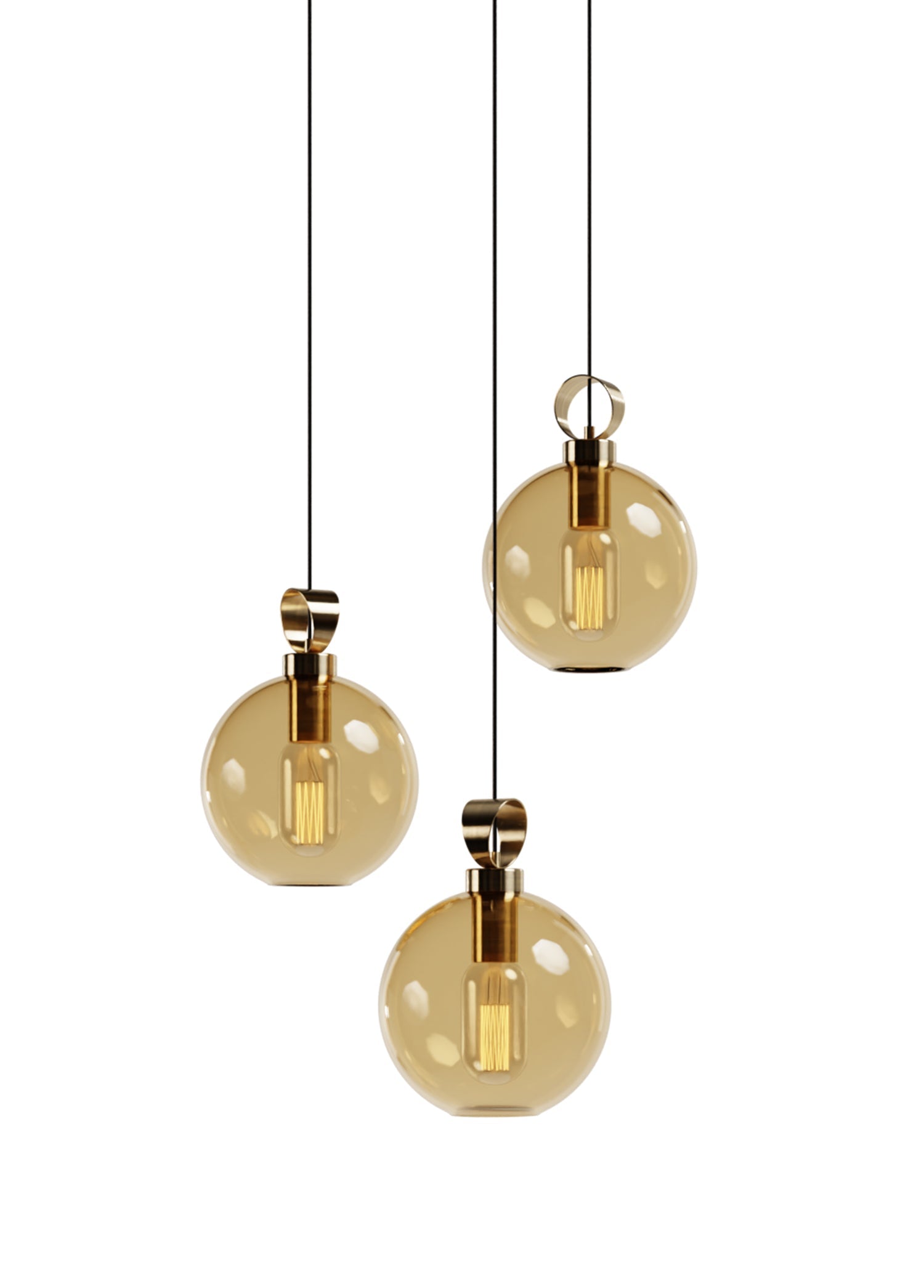 Atolye Store-Globe Pirinç Detaylı üçlü Set Yuvarlak-Avize-8-Milagron.com