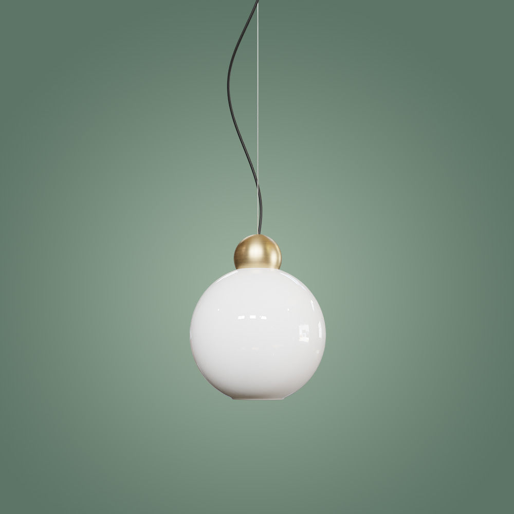 Atolye Store-Globe Sarkıt Mat Pirinç Parlak Beyaz-Avize-5-Milagron.com