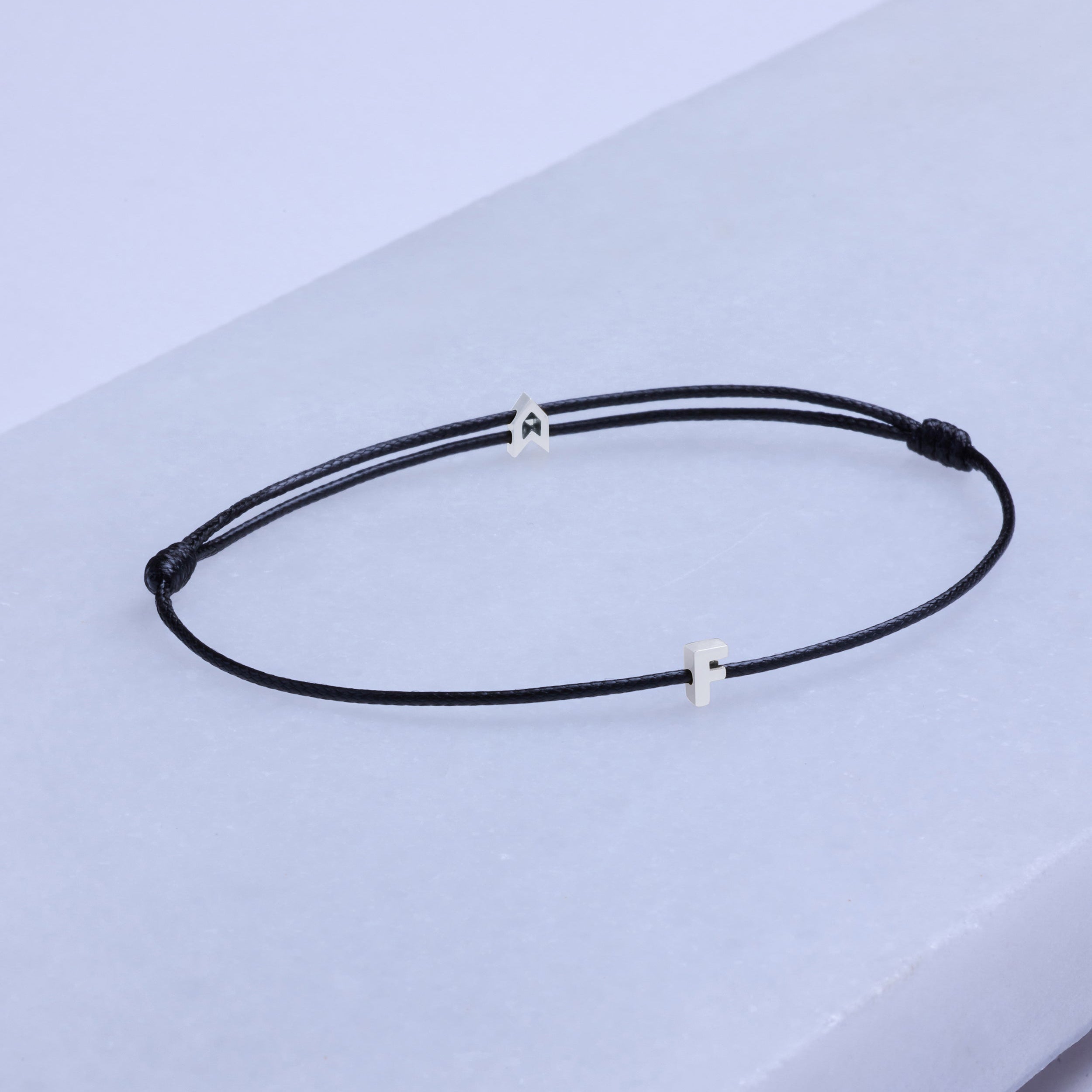 Alphabet Black Chance Bracelet In Silver