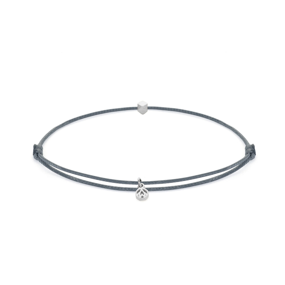 Grey Cord Bracelet In Silver