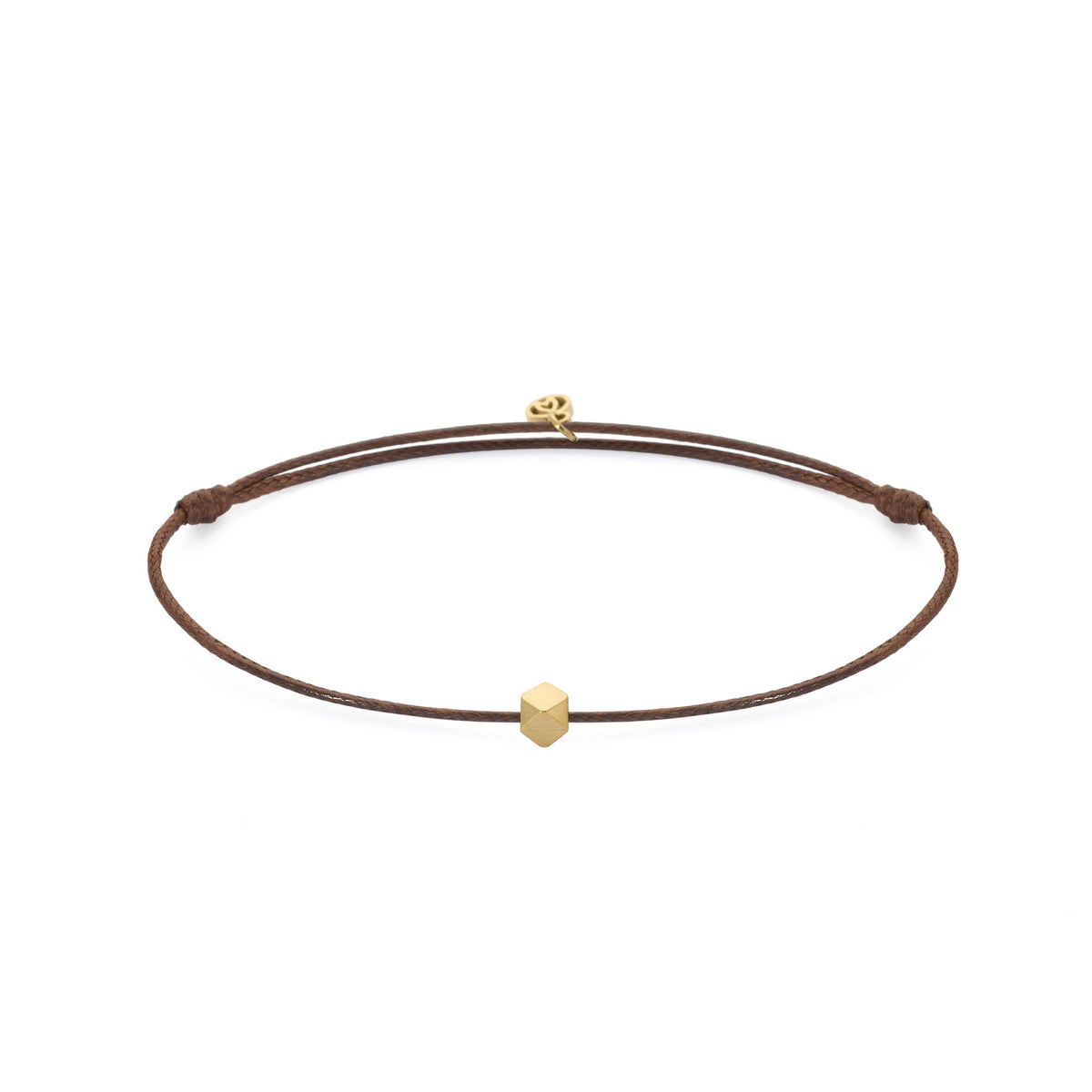 Brown Cord Bracelet In Gold