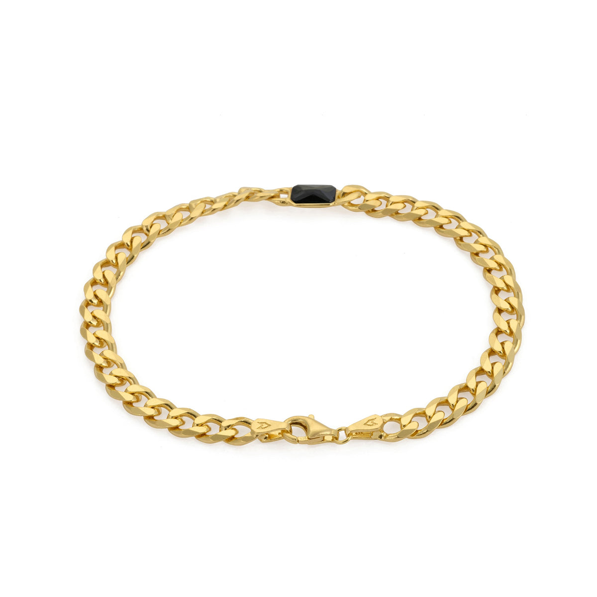 Black Baguette Bracelet In Gold